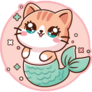 Cute Cat Mermaid Kawaii Sticker