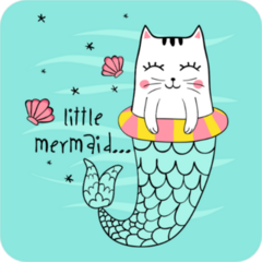 Cute Cat Mermaid Sticker