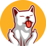 Cute Cat Middle Fingers And Tongue Sticker 