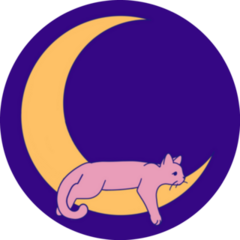 Cute Cat On Moon Purple Night Sticker