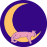 Cute Cat On Moon Purple Night Sticker