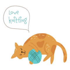 Cute Cat Playing With Yarn Love Knitting Sticker