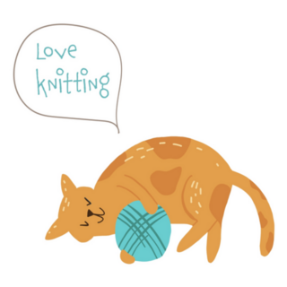 Cute Cat Playing With Yarn Love Knitting Sticker