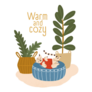 Cute Cat Sleeping Between House Plants Warm and Cozy Sticker