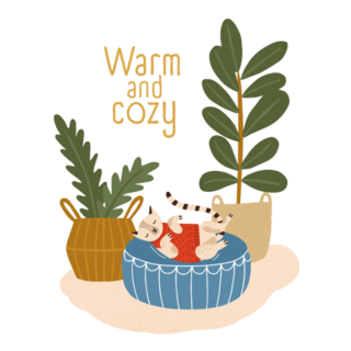 Cute Cat Sleeping Between House Plants Warm and Cozy Sticker