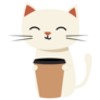 Cute Cat With Coffee Cup Sticker