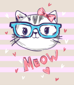 Cute Cat With Glasses Meow Sticker