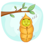Cute Caterpillar Sleeping In Its Cocoon Sticker