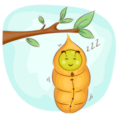 Cute Caterpillar Sleeping In Its Cocoon Sticker