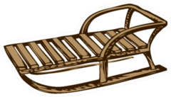Cute Cheerful New Year Childs Sled In Brown Sticker