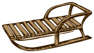 Cute Cheerful New Year Childs Sled In Brown Sticker