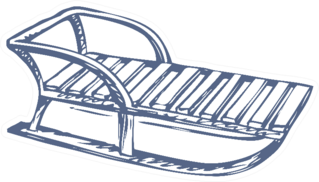 Cute Cheerful New Year Childs Sled Sticker