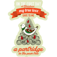 Cute Christmas Partridge Pear Tree Sticker