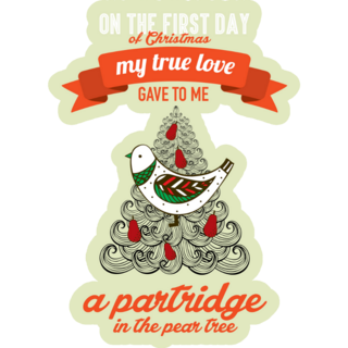 Cute Christmas Partridge Pear Tree Sticker