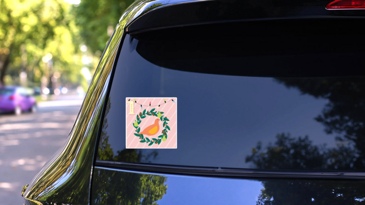 Cute Christmas Partridge Sticker on a Rear Car Window (New) example