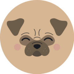 Cute Circle Pug Sticker