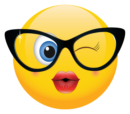 Cute Classy Glasses Female Winking Emoji Sticker