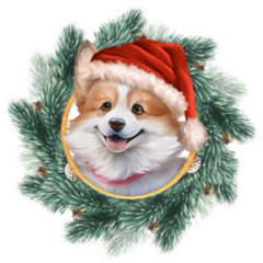 Cute Corgi Dog In Santa Hat Sticker