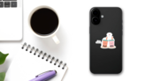 Cute Couple Bubble Milk Sticker on a Phone (New) example