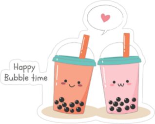 Cute Couple Bubble Milk Sticker