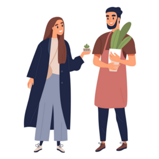 Cute Couple Discussing House Plants Sticker