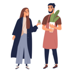 Cute Couple Discussing House Plants Sticker