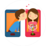 Cute Couple In Love On Mobile Phones Sticker