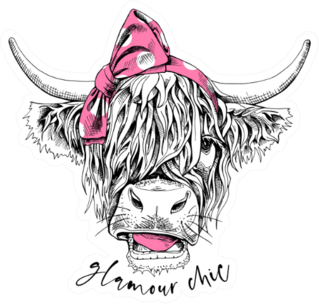 Cute Cow In A Pink Polka Dot Bow Headband Glamour Chic Sticker