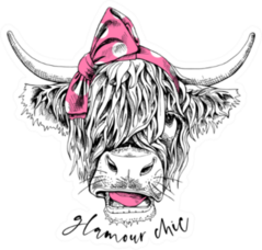 Cute Cow In A Pink Polka Dot Bow Headband Glamour Chic Sticker