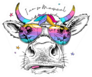 Cute Cow In A Rainbow Glasses With A Unicorn Horns Sticker