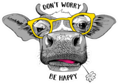 Cute Cow In A Yellow Glasses Dont Worry Be Happy Sticker