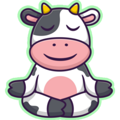 Cute Cow In Yoga Pose Green Sticker