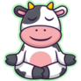 Cute Cow In Yoga Pose Green Sticker