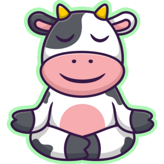 Cute Cow In Yoga Pose Green Sticker