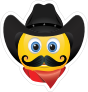Cute Cowboy with Bandana Black Hat and Mustache Emoji Sticker