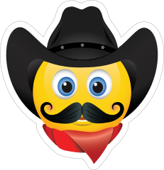Cute Cowboy with Bandana Black Hat and Mustache Emoji Sticker
