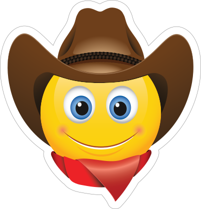 Cute Cowboy with Bandana Brown Hat Emoji Sticker