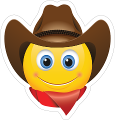 Cute Cowboy with Bandana Brown Hat Emoji Sticker