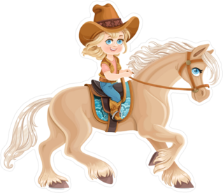 Cute Cowgirl on Horse Sticker