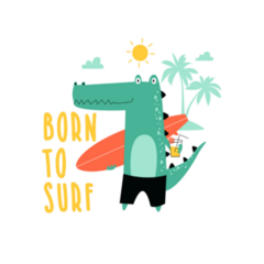 Cute Crocodile Born To Surf Sticker