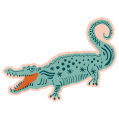 Cute Crocodile On Pink Sticker