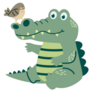 Cute Crocodile With Bird On Nose Sticker 