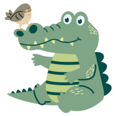 Cute Crocodile With Bird On Nose Sticker 