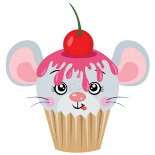Cute Cupcake Mouse Sticker