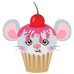 Cute Cupcake Mouse Sticker