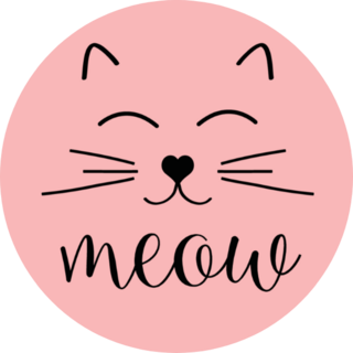 Cute Cursive Meow Cat Circle Sticker