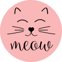 Cute Cursive Meow Cat Circle Sticker
