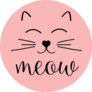 Cute Cursive Meow Cat Circle Sticker