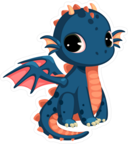 Cute Dark Blue Baby Dragon Sticker