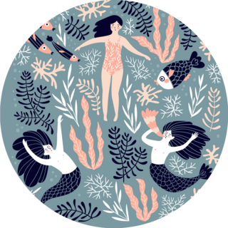 Cute Decorative Mermaids Swimming Sticker